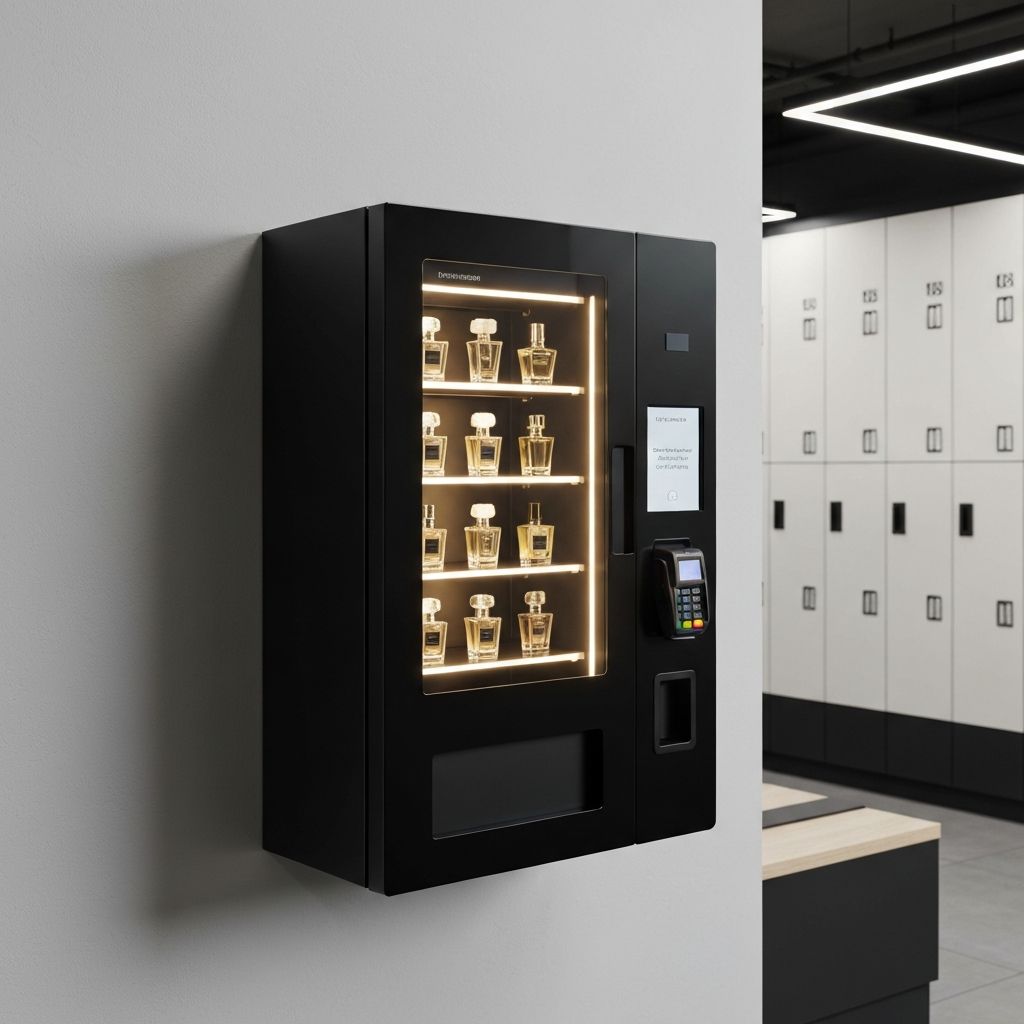 Perfume vending machine in a gym